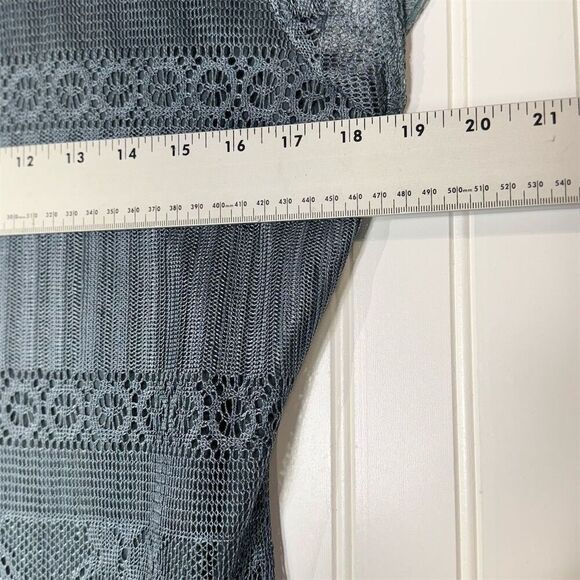 Vintage Y2K Caroline Wells Blue Crochet Lace Midi Dress Cottagecore Boho S/M - Picture 4 of 6